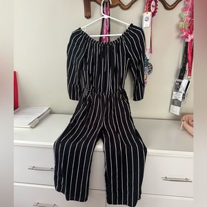 Navy and white striped jumpsuit, kids size 9/10, abercrombie
